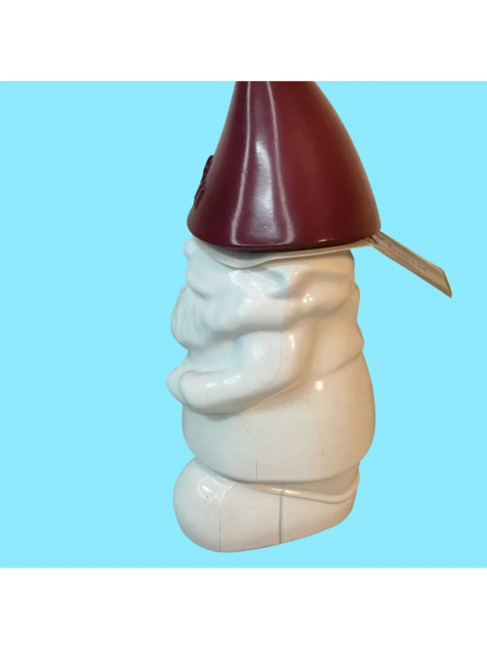 Tiki Table Torch Gnome White Ceramic Red Hat
